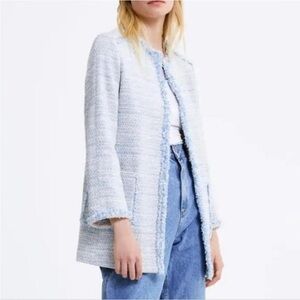 Zara Light Blue Textured Women's Blazer size Small
